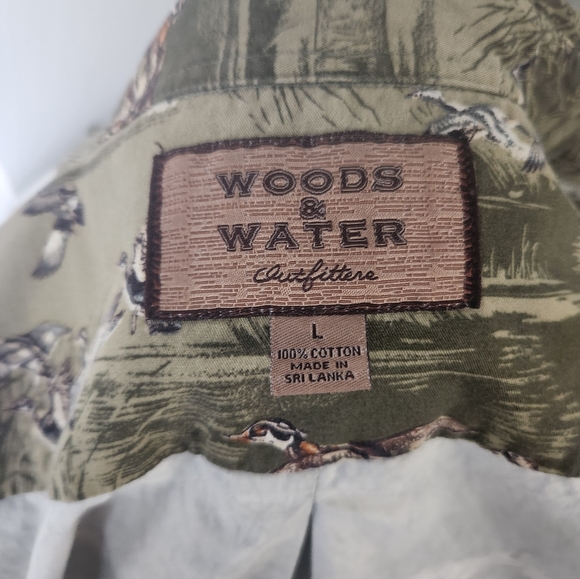 WOODS & WATER OUTFITTERS green duck men long sleeve button front shirt l… - Picture 4 of 4